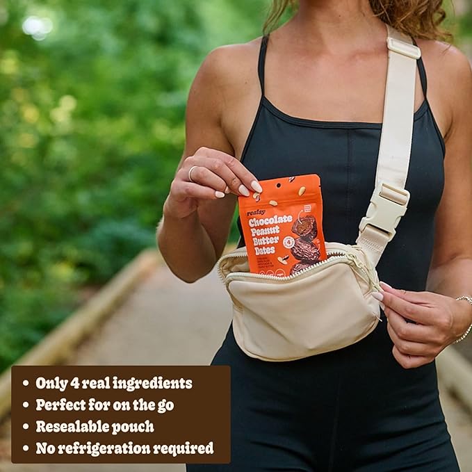 Realsy Chocolate Peanut Butter Filled Medjool Dates, Organic Dates with No Sugar Added, Gluten-Free, Vegan, Good Source of Fiber, Low Glycemic Index, All Natural Healthy Snack, (10 Pack)