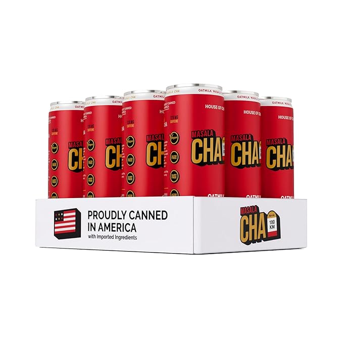 House of Cha, Oat Milk Masala Cha, 11 fl oz Cans (Pack of 12), Original Masala Chai Flavor, Vegan, Gluten-Free, Dairy-Free, Ready-to-Drink On-the-Go