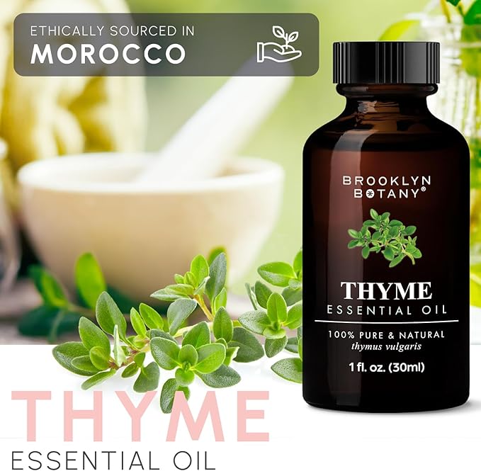 Brooklyn Botany Thyme Essential Oil - 100% Pure and Natural - Premium Grade Oil with Dropper - for Aromatherapy and Diffuser - 1 Fl Oz