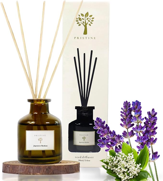 PRISTINE Japanese Ryokan/Inspired by Shang Hotel Reed Diffuser for Home | Fresh Lavender, Moroccan Amber Reed Diffuser Set, Oil Diffuser & Reed Diffuser | Home & Office Decor | Fragrance Gift
