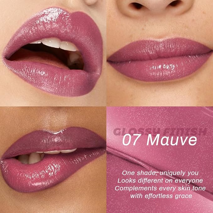 Kaely Mauve Honey Glossy Lipstick for Women, Moisturizing Shine Lipstick for Dry Lips, Hydrating Nourishing Tinted Lip Balm, Sheer Lightweight Lip Gloss Stain Makeup, Vegan & Cruelty-Free, 07