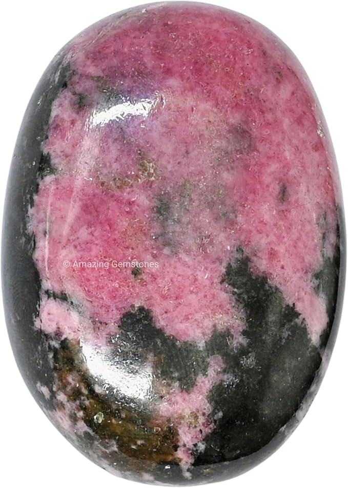Amazing Gemstone Rhodonite Palm Stone - Hot Massage Worry Stone for Natural Body Chakra Balancing, Reiki Healing and Crystal Grid