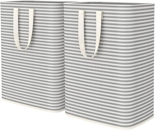 Lifewit Laundry Hamper Large Collapsible Laundry Baskets, Freestanding Waterproof Clothes Hamper with Easy Carry Handles in Laundry Room Bedroom Bathroom College Dorm for Adults, Gray, 2 x 65L