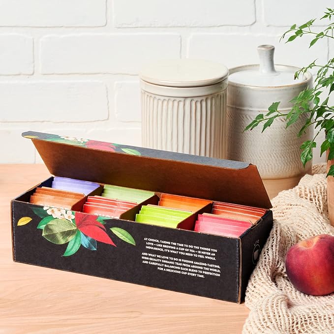 Choice Organic Teas Sipping Box Tea Sampler, Variety Gift Box, 32 Total Tea Bags, 8 Flavors, Caffeinated and Caffeine-Free Teas, Sustainably Sourced Organic and Non-GMO Ingredients (Pack of 2)