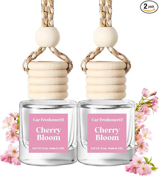 Car Air Freshener Hanging, Cherry Bloom Fragrance Oil Air Diffuser for Car, Long Lasting Car Air Fresheners, Made in USA (2 Pack)