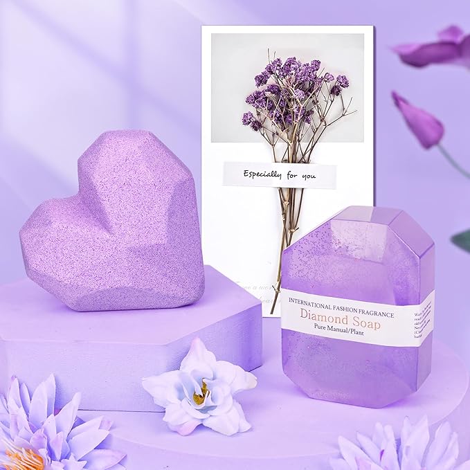 Birthday Gifts for Mom, Christmas Thanksgiving Day Basket for Moms from Daughter Son, Lavender Relaxation Spa Gift Basket Sets with Purple Blanket, Best Mom Ever Blanket Presents 50"x60" Purple