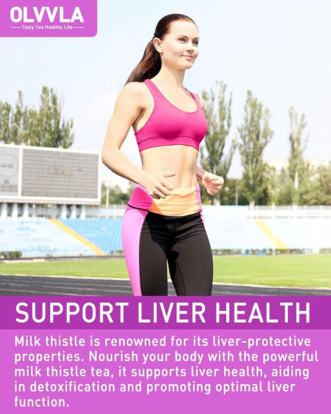 Olvvla - Premium Milk Thistle Tea Bags - 3g X 70 Count - 100% Pure Natural Milk Thistle Seed Herbal Tea - Caffeine-free - Non-GMO