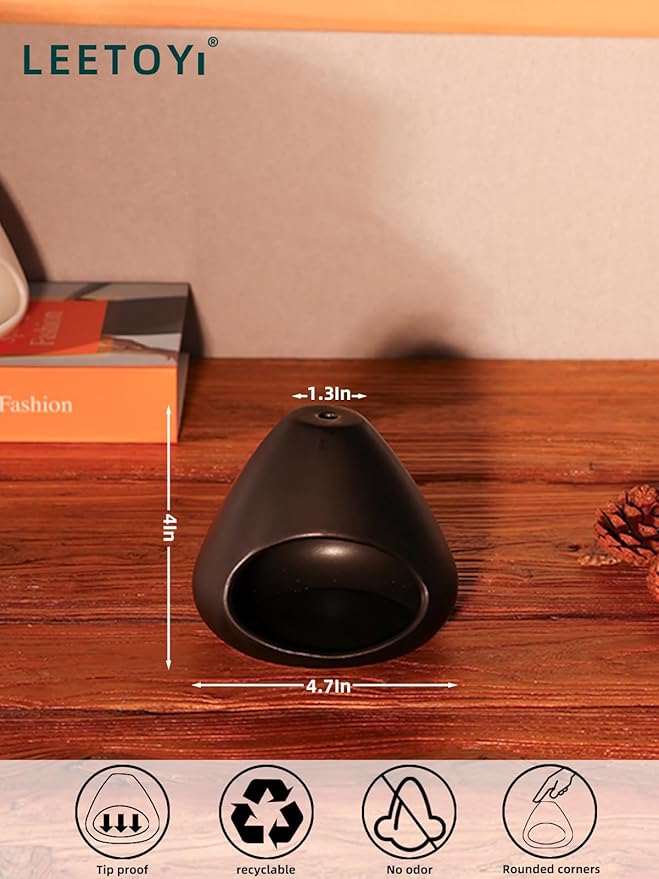 Ceramic Palo Santo Holder - Modern Incense Burner for Meditation,Yoga and Energy Cleansing - Wood Sticks Dish, Cone Burner - Inspired Home Decor Gift (Blak)