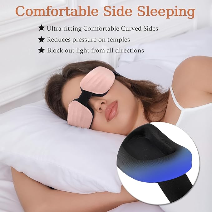 3D Sleep Mask for Side Sleeper Women Men, Eye Mask for Dry Eyes with Adjustable Eye Socket, Sleeping Mask with Cpap 100% Light Blocking for Travel