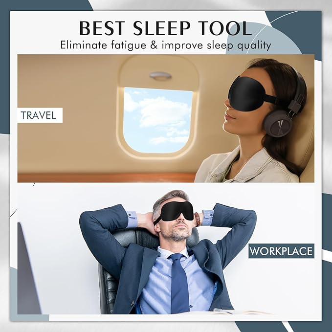 Bonuci 12 Pack Sleep Mask Blackout 3D Eye Mask for Ultralight Sleeping Night Blindfold Eye Covers with Adjustable Strap for Men Women Travel Gift Back and Side Sleeper (Black)