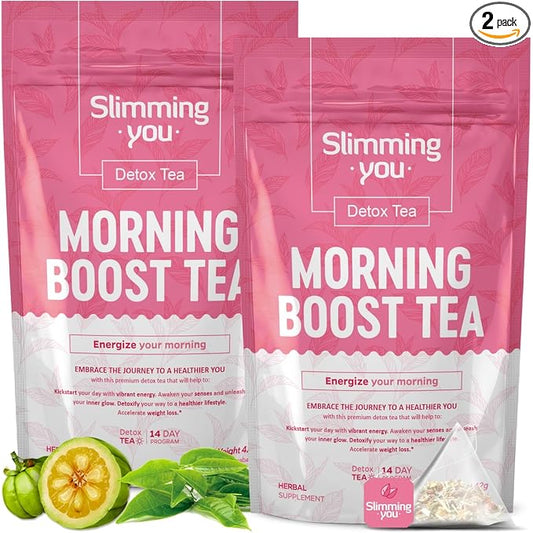 Detox Tea Morning Boost Tea (2 Pack), All Natural Herbal Tea for Detox and Colon Cleanse, Non-GMO, Vegan (28 Tea Bags Total)