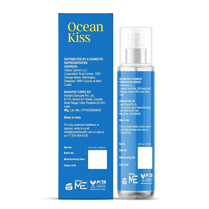 Botanic Hearth Ocean Kiss Hair & Body Perfume Mist with Hyaluronic Acid – Alcohol-Free Refreshing Fragrance Spray, Long Lasting Hydrating Mist for Women & Men, 3.4 fl oz