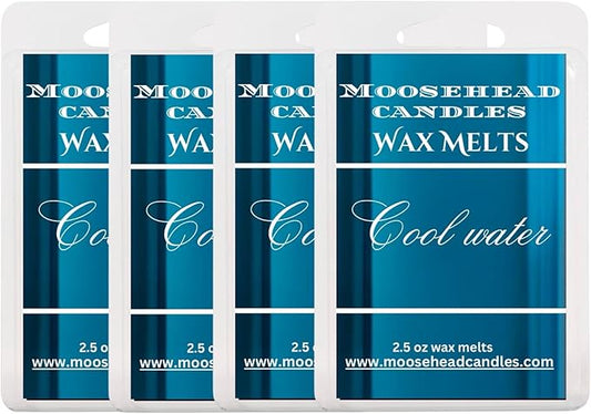 Cool Water Scented 4 Pack of Moosehead Wax Melts | 90's Men's Cologne icon | 24 Total Wax melt Cubes Highly Scented Soy Wax Blend Melts