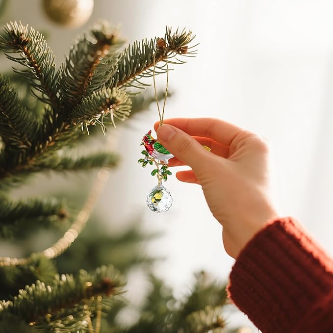 H&D HYALINE & DORA Color Bird Hanging Ornament 6Pcs Colorful Cardinal Christmas Tree Ornaments Flying Bird Ornament Xmas Decoration Birds Gift for Men Women