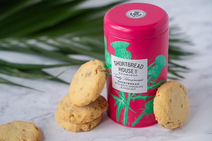Shortbread House of Edinburgh White Chocolate & Hazelnut Shortbread Biscuits, Truly Handmade, 4.9 Ounce (Pack of 1)
