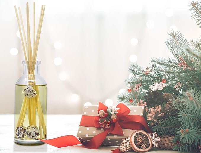Urban Naturals Frosted Pinecones Holiday Oil Reed Diffuser Refill with Free Set of Reed Sticks – Pine, Cinnamon, Clove, Cedar Wood, Sandalwood and Vanilla Bean – Vegan, 4 oz, Made in The USA