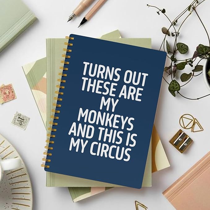 EKGJW Funny Notebooks for Work,Navy Blue Aesthetic Journal, Funny Boss Day Gifts, Boss Gifts for Men Women, Funny Gifts for Boss, Boss Office Decor, Spiral Notebook 5.5x8.3 Inch