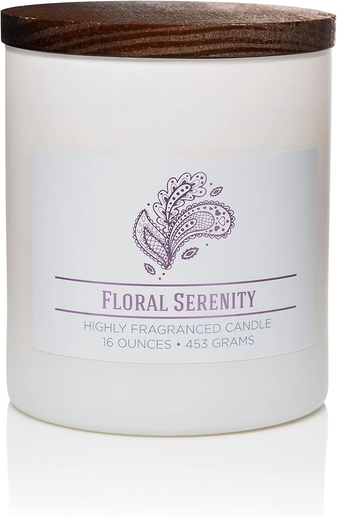 CAROLINA Floral Serenity Scented Candle, 16 oz Wellness Relaxing Aromatherapy Candle, 2 Wick White Jar Soy Blend Wax, Candles for Home, 60H Burn - Made in The USA