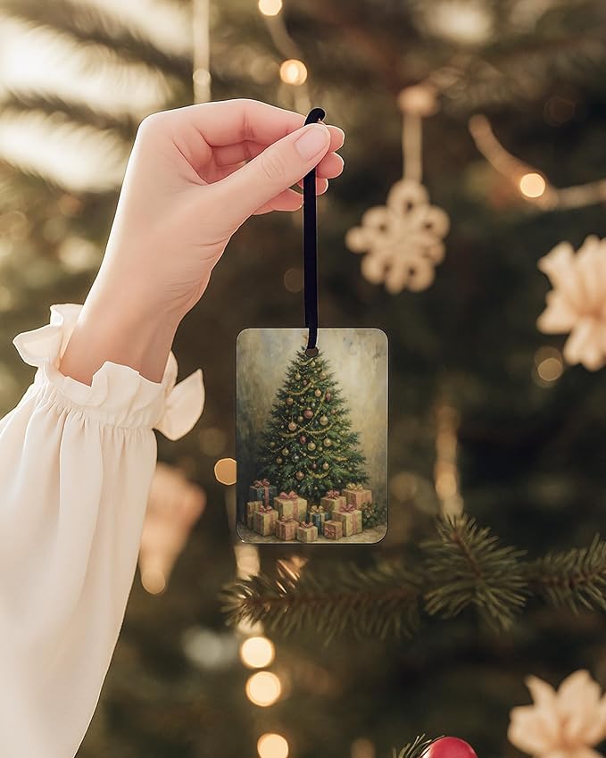 Vintage Christmas Berry Car Air Freshener 4 Pcs, Winter Bell Xmas Tree Snowman Santa Hanging Air Freshener for Cars Closet Drawer Books, Rustic Christmas Car Accessories Mirror Decor for Women