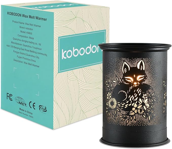 kobodon Metal Wax Warmer Candle Wax Burner, Electirc Wax Melt Warmer Candle Melter and Wax Warmer for Home Office Decor(Fox)