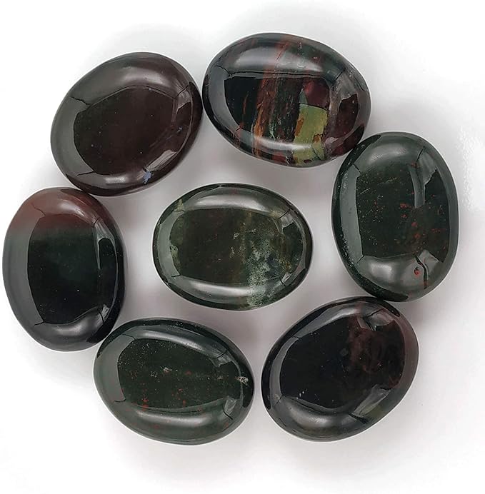 Amazing Gemstone Bloodstone Crystals and Healing Stones - Large Palm Stone Crystals Piedra - Crystal for Good Luck, Balanced Positive Energy, Meditation - Unique Stocking Stuffers and Gifts for Women
