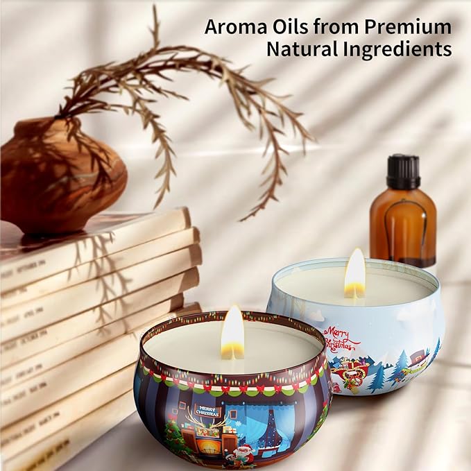 Christmas Candles Gifts for Women, Primevolve Scented Candles Set for 12 Bulk Home Aromatherapy, Strongly Fragrance Long Lasting Portable Travel Tin for Spa Bath Yoga