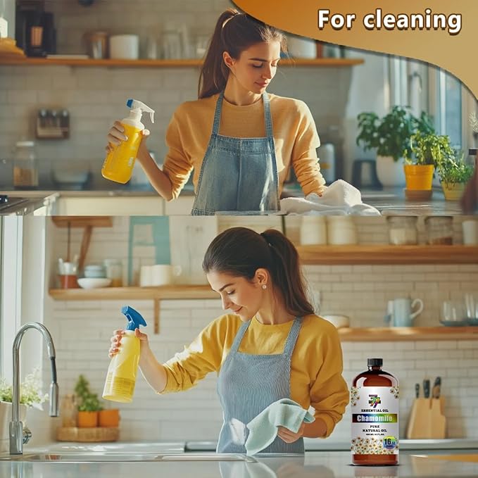 Chamomile Essential Oil (16 oz / 480 ml) – Chamomile Oils for diffusers, humidifiers, Home Baths, Cleaning Products, Yoga, DIY Soaps and DIY Scented Candles