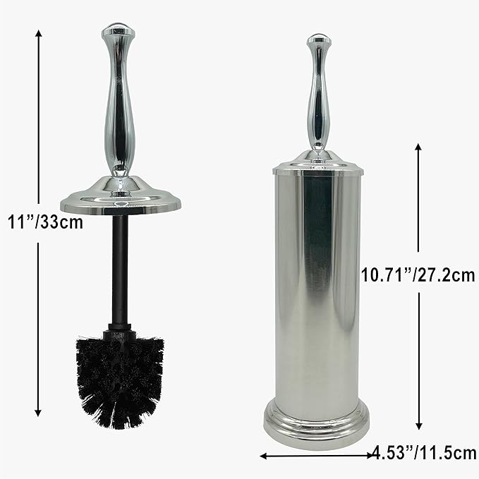Brushed Nickel Toilet Bowl Brush with Holder, Durable Bathroom Cleaning Tool, Modern Design for Easy Toilet Maintenance, Bathroom Cleaner Brush for Efficient Cleaning and Hygiene