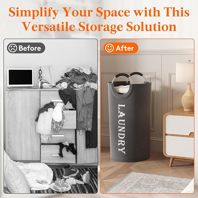 Lifewit 100L 2-Pack Large Laundry Basket, Collapsible Laundry Hamper with Aluminum Handles, Waterproof Freestanding Dirty Clothes Hampers for Laundry Room Bedroom Dorm Bathroom, Grey