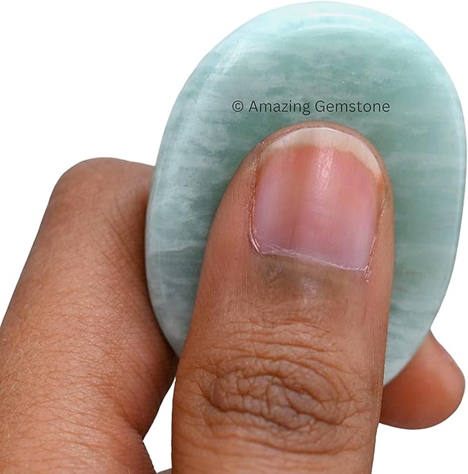 Amazing Gemstone Amazonite Worry Stone Crystals and Healing Stones for Stress Relief Gifts - Piedra Crystal Fidget for Meditation, Relaxation - Unique Stocking Stuffers and Birthday Gifts