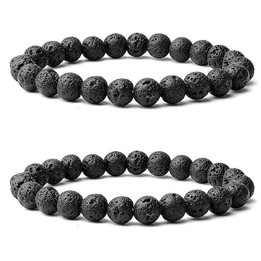 Lava Rock Protection Handmade Bracelets For Men Women Attract Wealth Chakra Feng Shui Stretchy Beaded Bracelets Lucky Anxiety Bracelets For Women (lava 2pcs)