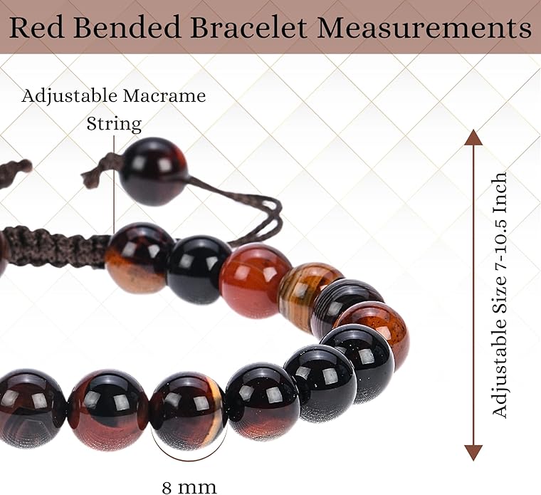 Energy Protection Crystal Handmade Adjustable Bead Bracelet Perfect for Men, Women’s Gift - Gemstone Healing Stretch Bracelet Pulsera Para Hombre Mujer Stocking Stuffer