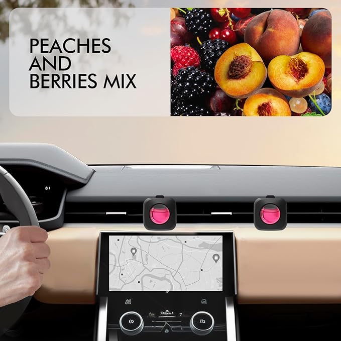 Car Air Fresheners, Peach Berry, 6-Pack, 4ml Each, Car Air Freshener vent clips, Long Lasting Air Freshener, Car Fresheners, Odor Eliminator