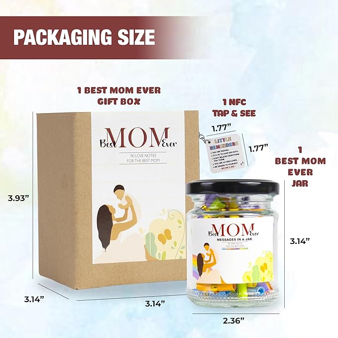 90 Love Notes for Mom in a Jar with NFC Keychain, Mothers Day Gifts, Mothers Day Gifts for Mom, What I Love About Mom, Mom Birthday Gifts, Christmas Gifts for Mom, Mom Gifts from Daughters