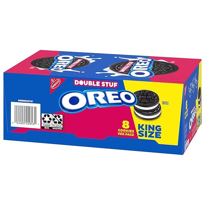 OREO Double Stuf Chocolate Sandwich Cookies, King Size, 10 Snack Packs (8 Cookies Per Pack)