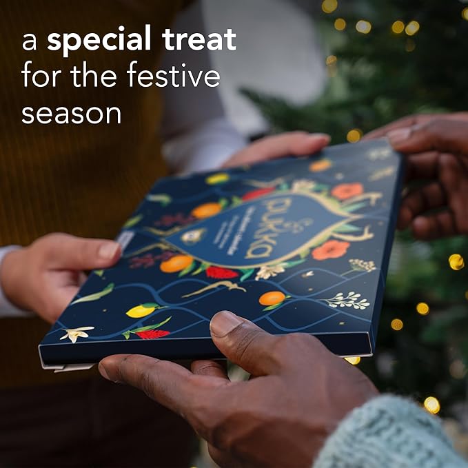 Pukka 2025 Advent Calendar Organic Tea Sampler, Selection of 24 Delightful Black & Green Tea Infusions, Christmas Gift Idea for Tea Lovers, 100% Organic