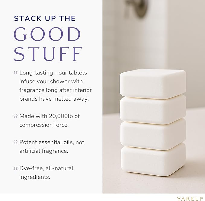 Yareli Shower Steamers Aromatherapy, 12 Pack, for Women and Men - Sinus Relief and Self Care Birthday and Relaxation Spa Gift - Lavender