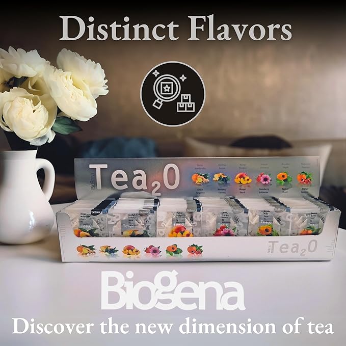 Biogena Tea2O Tea Assortment Gift Box, Flavored Fruit Tea Sampler Gift Set Box- (6x10 Tea Bags Variety Pack)