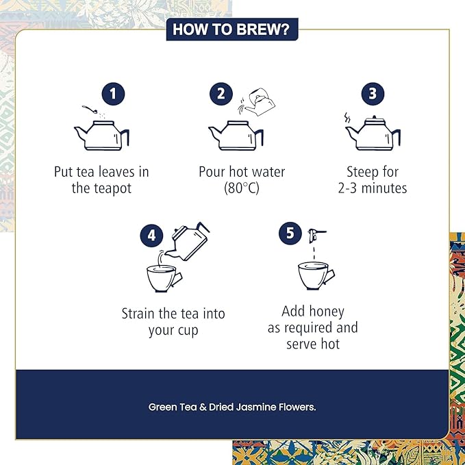 Dabri jasmine Green Tea Loose Leaf | 100g Pouch with Dried Jasmin Flowers | Natural Green Tea with Jasmin | Antioxidant-Rich & Pure Flavor