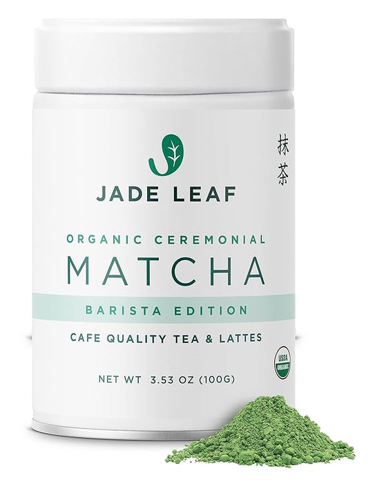 Jade Leaf Matcha Organic Ceremonial Grade Green Tea Powder - Barista Edition For Cafe Quality Tea & Lattes - Authentic Japanese Origin (3.53 Ounce Tub)