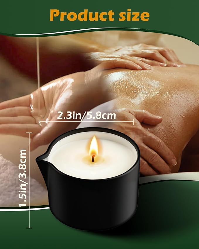 Soybean Wax Warming Massage Oil Candle for Stress Relief and Skin Moisturizing, Couples Massage, Romantic Gift SPA for Home Scented Candle Body Oil - Vanilla Scent 2.35 OZ