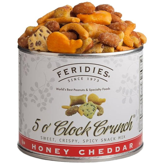 FERIDIES Honey Cheddar 5 O'Clock Crunch Gourmet Sweet and Spicy Snack Mix, 6oz Tin