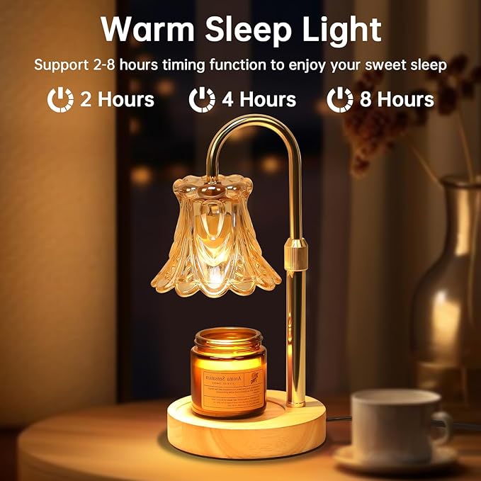 GEEZO Fragrance Candle Warmer Lamp，Electric Candle Warmer with Timer & Dimmer，Mom Christmas Birthday Gifts for Women, House Warming Gifts New Home Bedroom Decor