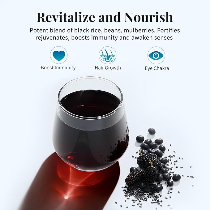 Five Noir Herbal Tea Bag for Immunity Energy, Five Treasure Tea Kidney Teas, Leafberry Wellness Functional Herbal Tea Hair Growth Rejuvenates Natural Black Rice Beans Mulberries Gift Box 10 Bags