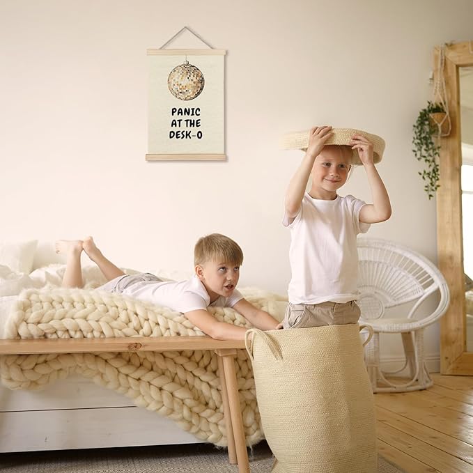 Exqcom Funny Office Decor, Panic at the Desk-O Wall Art Poster, Retro Trendy Y2K Disco Ball Mental Health Posters for Office Workplace Workroom Home Decor, 12x16 Inches