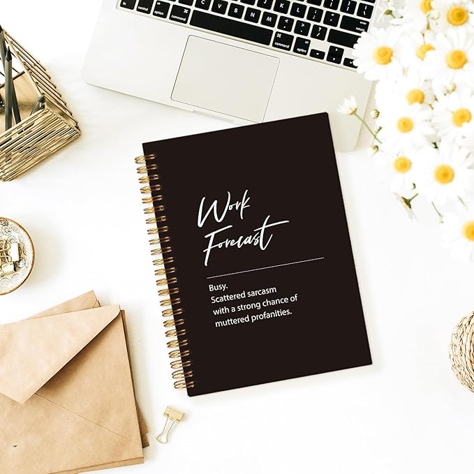 Funny Office Supplies，Funny Office Notebooks for Work, Funny Notebooks Gifts for Coworkers，Work Journals for Men Women, Work Forecast Hardcover Spiral Notebook 5.5x8.3