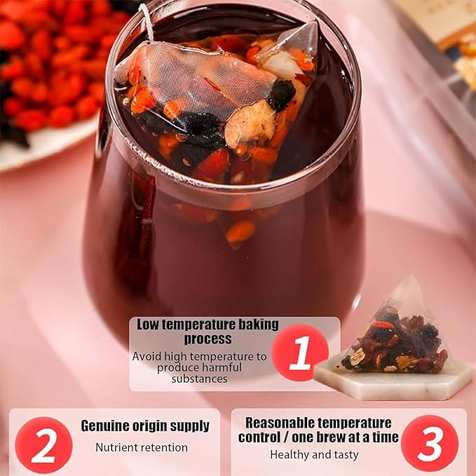 Kidney Tea - Ginseng and Wolfberry Tea, Ginseng Mulberry Gouqi Teabags, Natural Organic Kidney Cleanse Detox for Women & Men, 6 Precious Ingredients Formula (1)