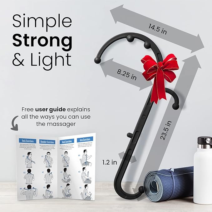 LiBa Back and Neck Massager - Trigger Point Massage Tools for Pain Relief and Manual Massage Hook Therapy Handheld Back Neck Shoulder Massager Black - Gift for Women & Men