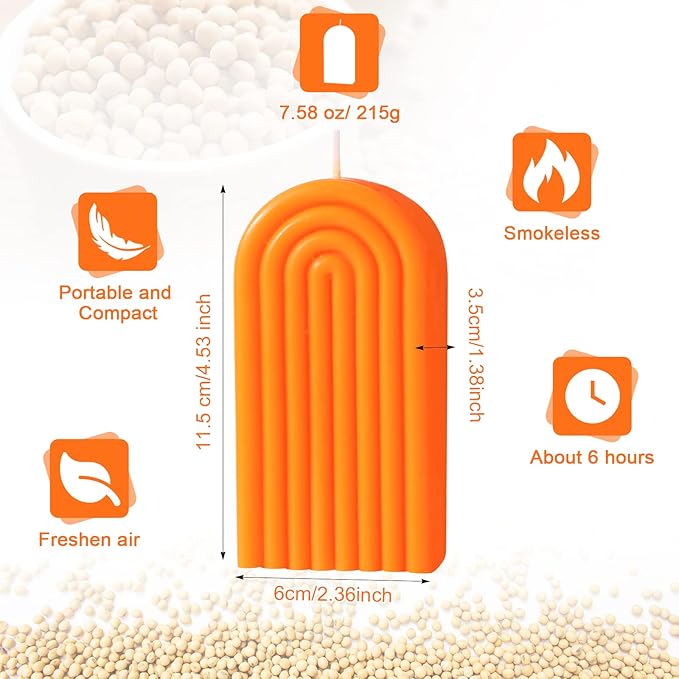 Arch Shaped Candles Geometric Scented Aesthetic Candle Geometric U Shaped Candles Minimalist Candle Aroma Wax Art Decorative Soy for Spa Yoga Birthday Gift Home Party Decor(Orange)