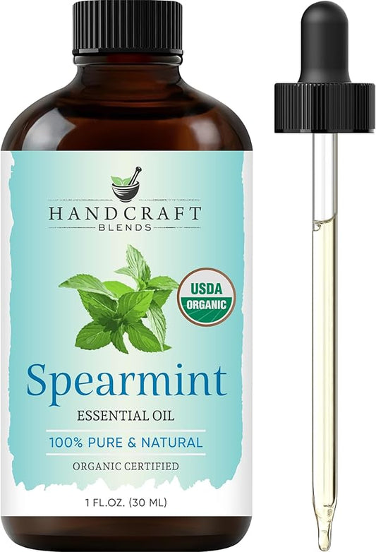 Handcraft Blends Organic Spearmint Essential Oil – 1 Fl Oz – 100% Pure and Natural – Premium Grade Essential Oil for Diffuser and Aromatherapy